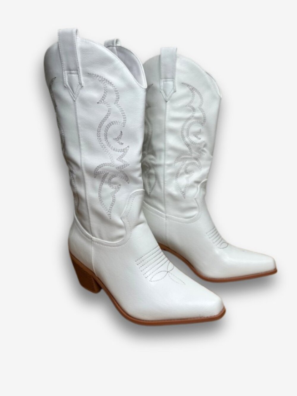White Western Cowboy Boots | Embroidered Tall Cowgirl Festival Boots | Size 12